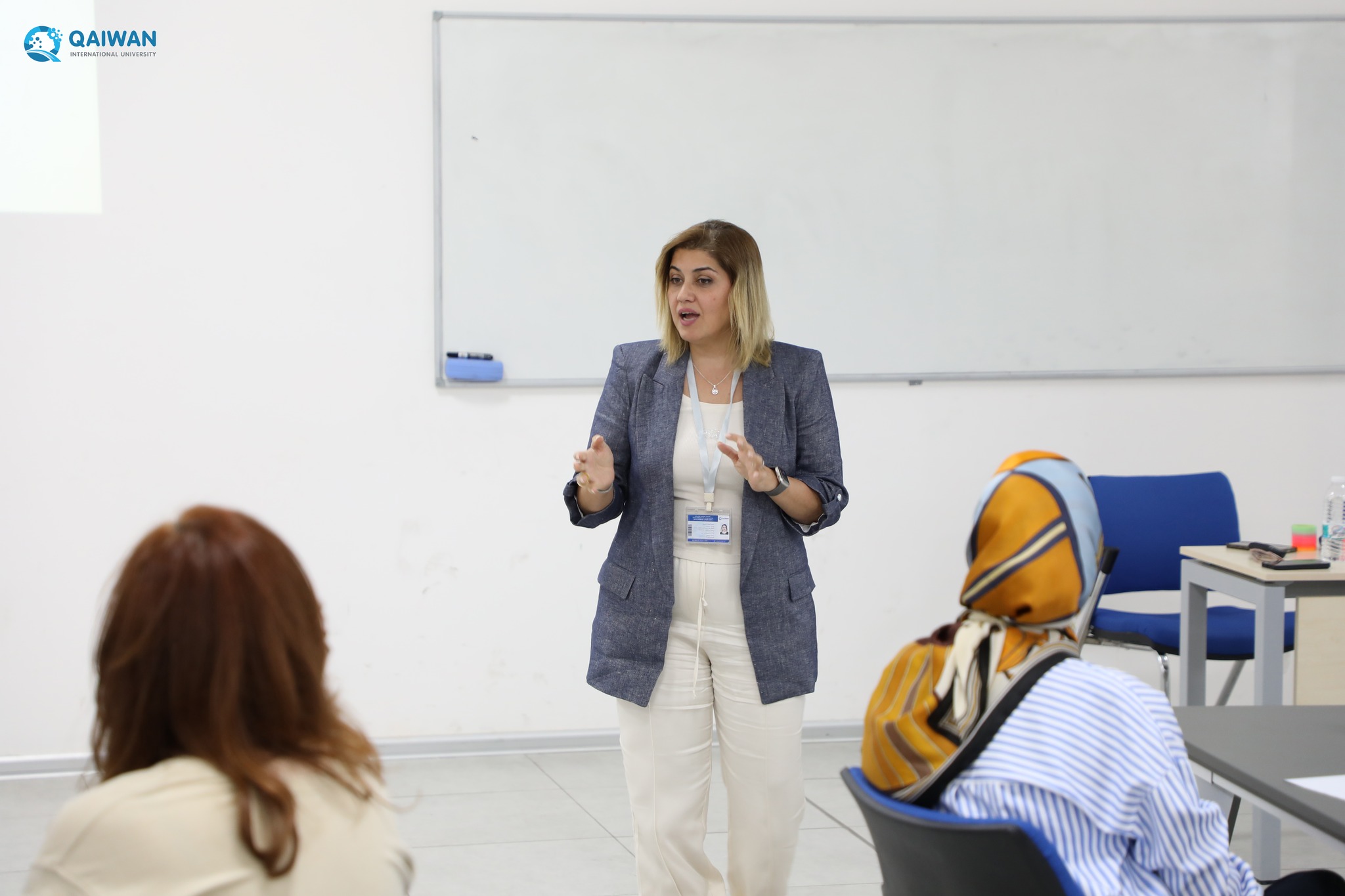 Ms. May Fareed Hasan, the Director of Registration and Administration at QIU presented today’s session of the Soft Skills Course